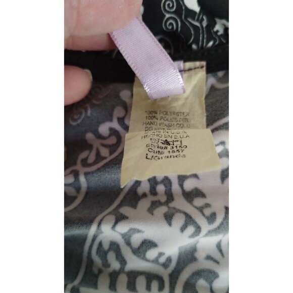 Purple Rain Dress Beautiful Black and White Floral Cap Sleeve Twist Bodice L - Picture 8 of 10